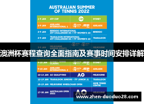 澳洲杯赛程查询全面指南及赛事时间安排详解