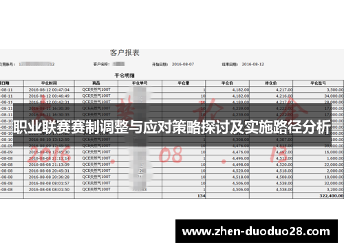 职业联赛赛制调整与应对策略探讨及实施路径分析